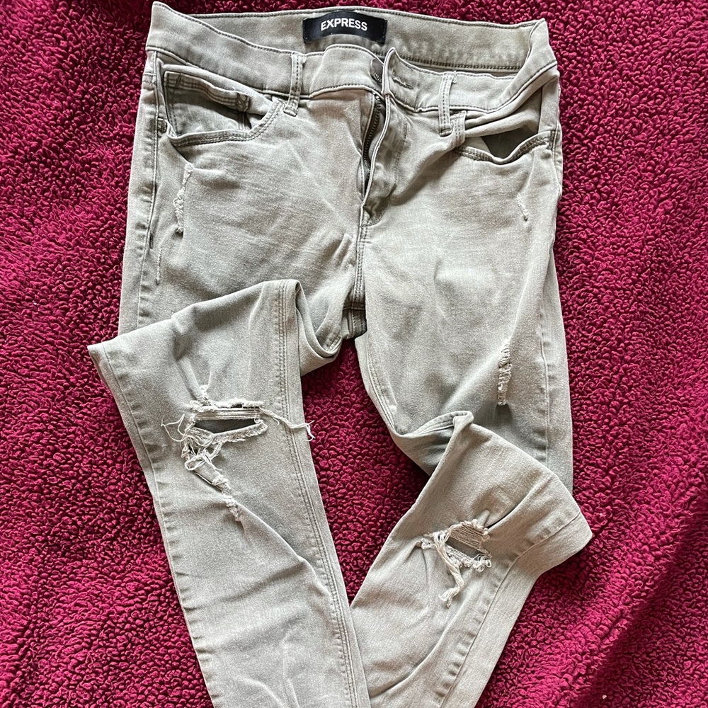 Express jeans olive color stretch ankle legging 4R